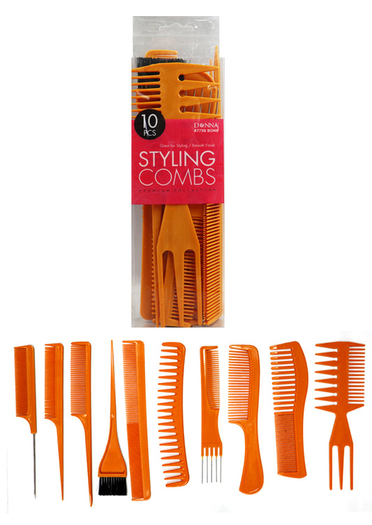 Donna Styling Combs #7738 Bone (10 pc/pk)